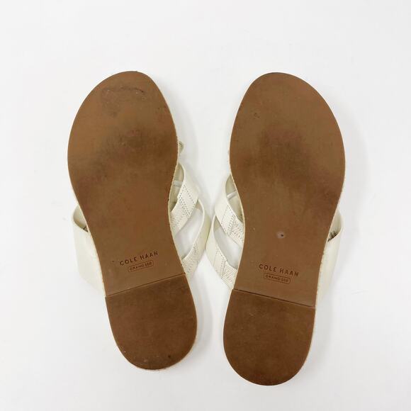 Cole Haan Womens 6.5 Cream Ivory Leather Florens Strappy Sandals Slide Grand 360 - Picture 7 of 7